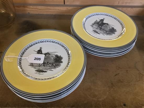 Set 12 Villeroy & Boch Audum Chasse pattern dinner plates